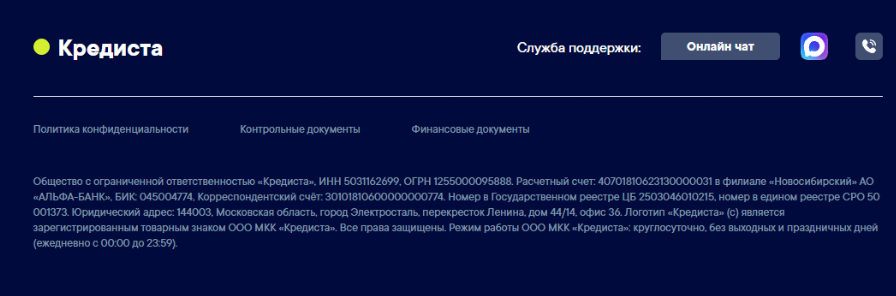 Кредиста займ отписаться